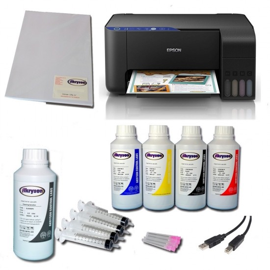 Impresora Epson EcoTank ET-2714 A4 Pack + Tinta Extra Akryson 4x500ml + Papel Foto