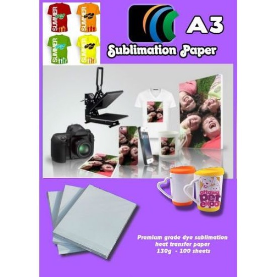 Papel Sublimacion Premium para Brother A3 para Rigidos y Textil Camisetas Gorras Platos Placas Azulejos etc 100 hojas 100gr/m2