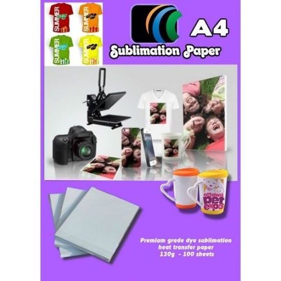 Papel Sublimacion Premium para Epson A4 para Rigidos y Textil Camisetas Gorras Platos Placas Azulejos etc 100 hojas 100gr/m2