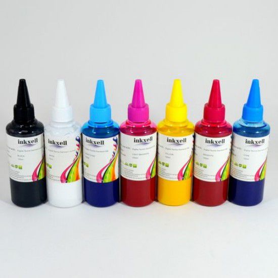Tinta DTG de Impresión Digital Textil Pack 7 Botellas 100ml Tinta DTG para Recarga