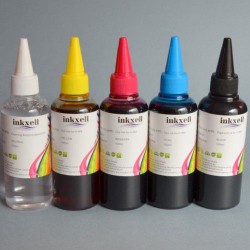 Pack 4 Botellas de tinta para Epson de 4 colores dye mas limpiador