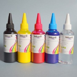 Pack 4 Botellas de tinta para Epson de 4 colores pigmentado mas limpiador