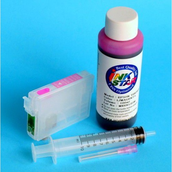 Cartucho recargable para Epson R340 vacio Magenta Claro mas Tinta Cartucho recargable para Epson R340 vacio Magenta Claro mas Tinta