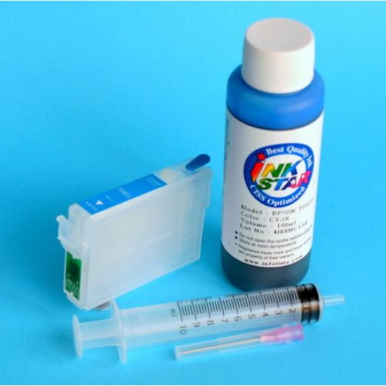 Cartucho Recargable para Epson RX595 Autoreseteable Vacio Cyan mas Tinta