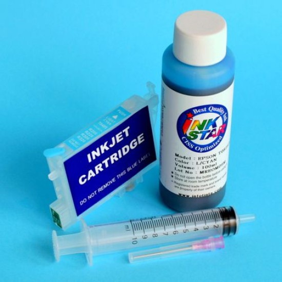 Cartucho Recargable para Epson RX630 Autoreseteable Vacio Cyan Claro mas Tinta