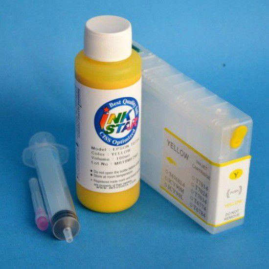 Cartucho Recargable para Epson WP-4535 DWF amarillo mas tinta