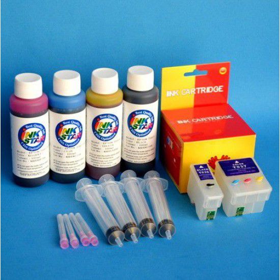 Sublimación para Epson C42 Cartuchos Recargables Autoreseteables Kit con Tintas