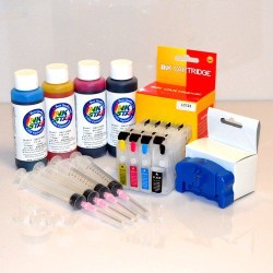 Compatible Brother LC121 sin Chips Kit Cartuchos Recargable con Tintas mas Reseteador