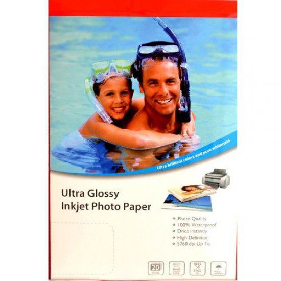 Papel Fotográfico Profesional Microporous Alto Brillo Premium Inkjet Dye y Pigmento 260g A4 20 hojas